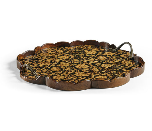 Scalloped Black Chinoiserie Tray