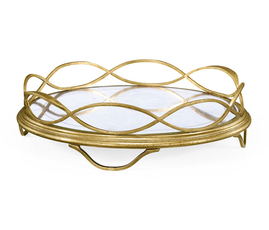 Églomisé & Gilded Circular Tray