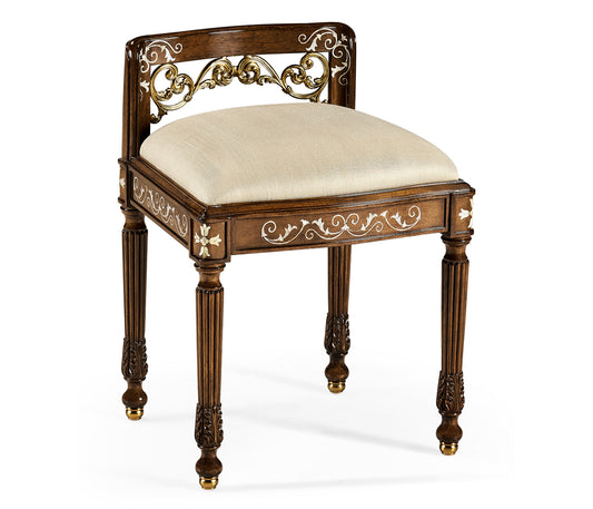 Burl & Mother of Pearl Dressing Stool