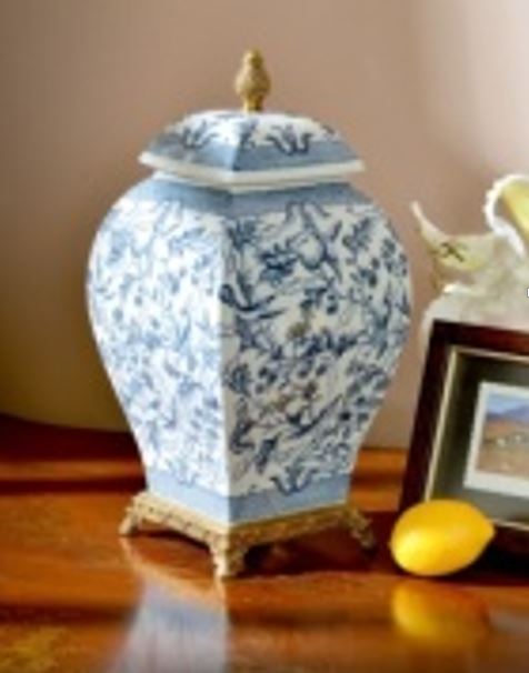 Brass & Porcelain Urn