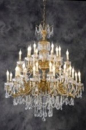 Brass and Crystal Chandelier with 36 Lights