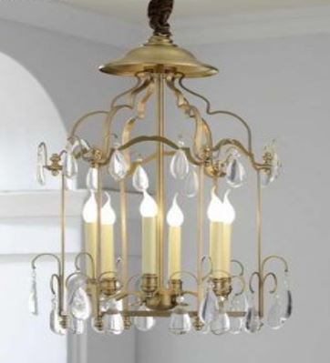 Brass and Crystal Chandelier with 6 Lights