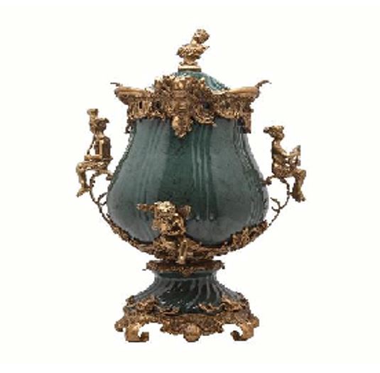 Brass and Porcelain Urn