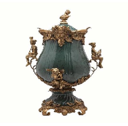Brass and Porcelain Urn