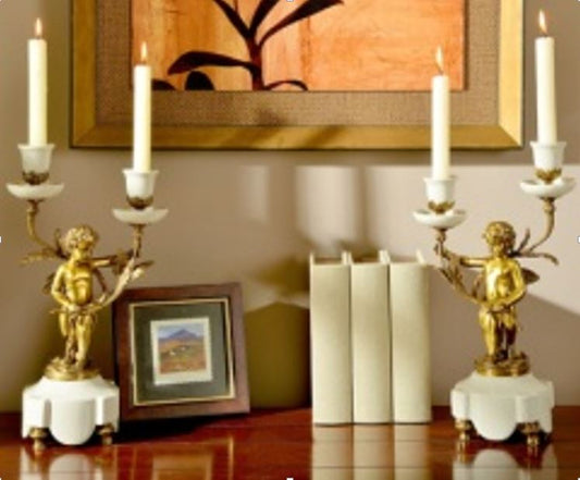 Brass & Porcelain Candelabra